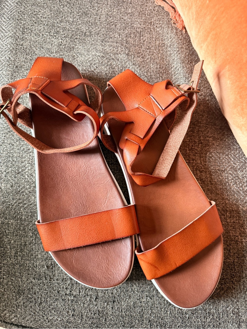 Women’s Tan Leather Ankle-Strap Sandals